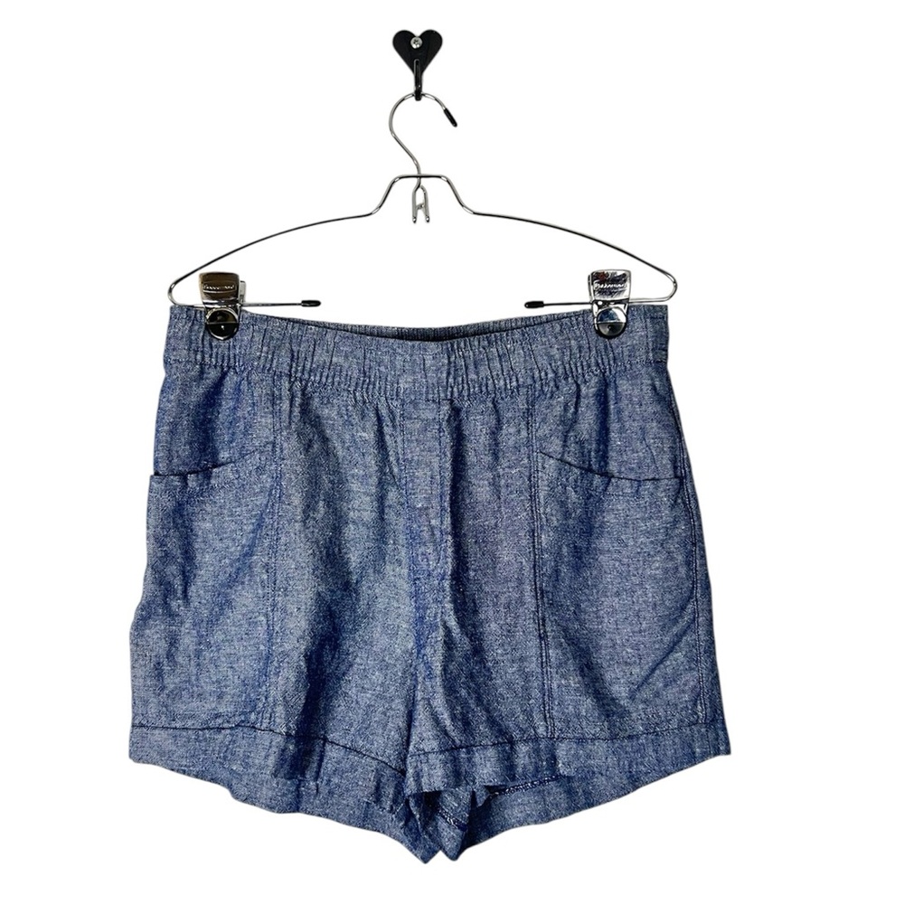 Linen blend high Rise shorts size Medium blue Old Navy comfortable casual Summer